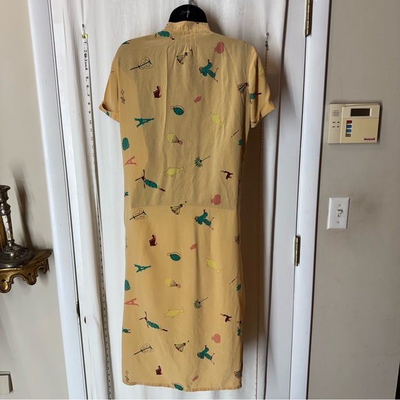 Vintage Parisian Print Silk Shirt Dress - Picture 3 of 8